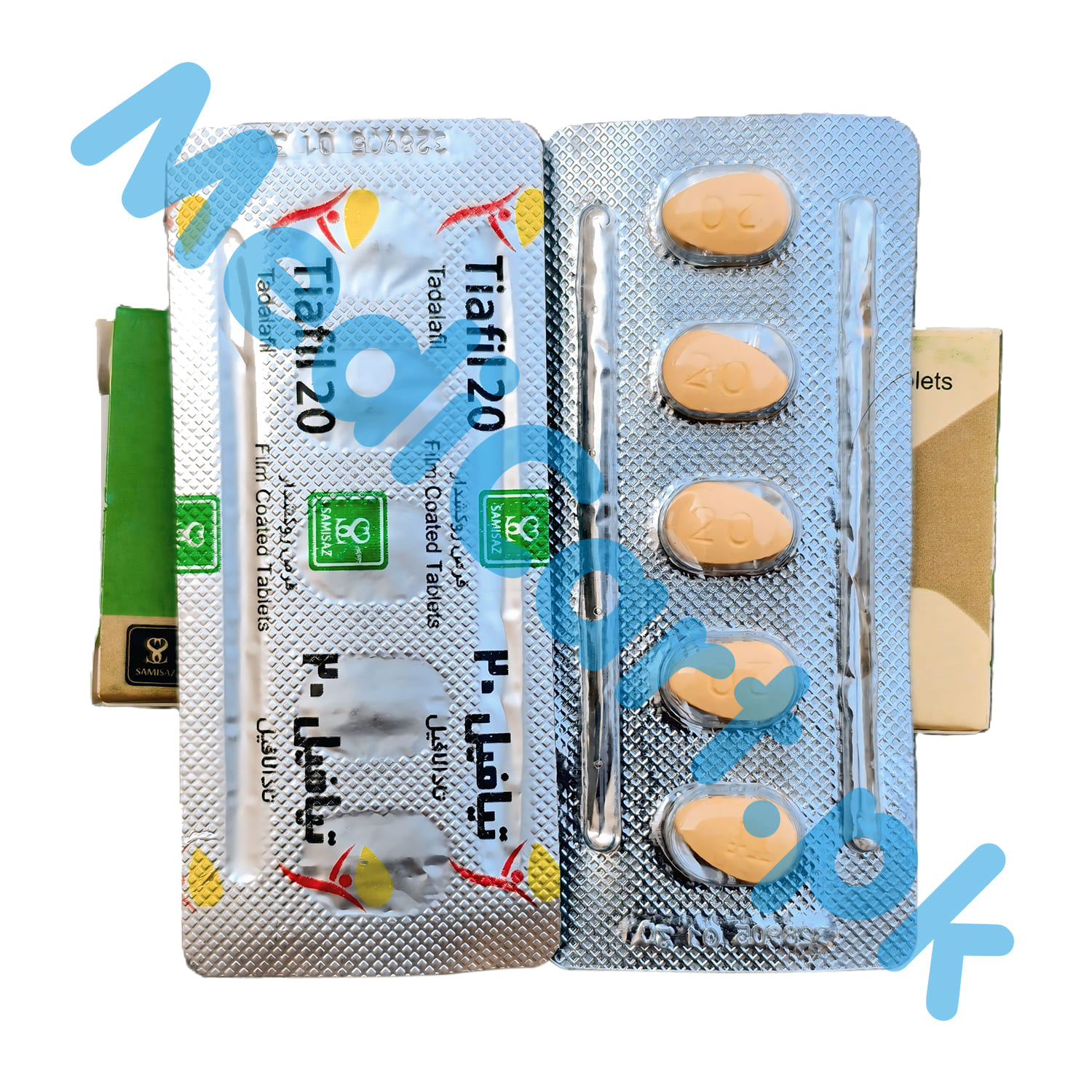 Original Tiafil 20mg box containing Tadalafil 20mg tablets for erectile dysfunction - Cialis 20mg alternative